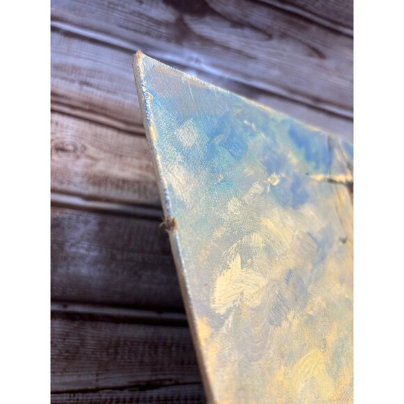 Mid Century Modern Abstract Ship Scene Oil on Board, Unframed - Picture 8 of 9